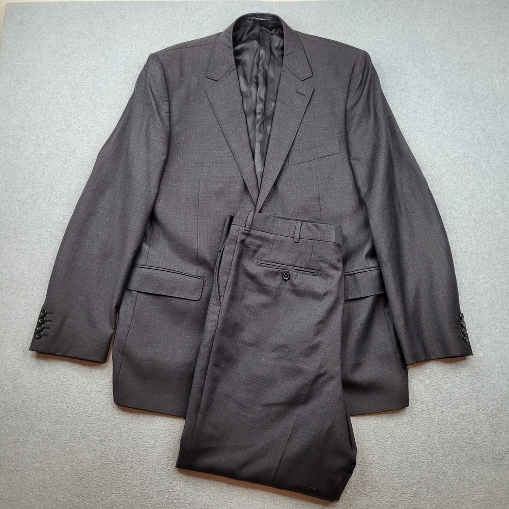Joseph Bach Wool Cashmere Suit Mens 56 Charcoal Gray Super 150s Verona 2-Piece